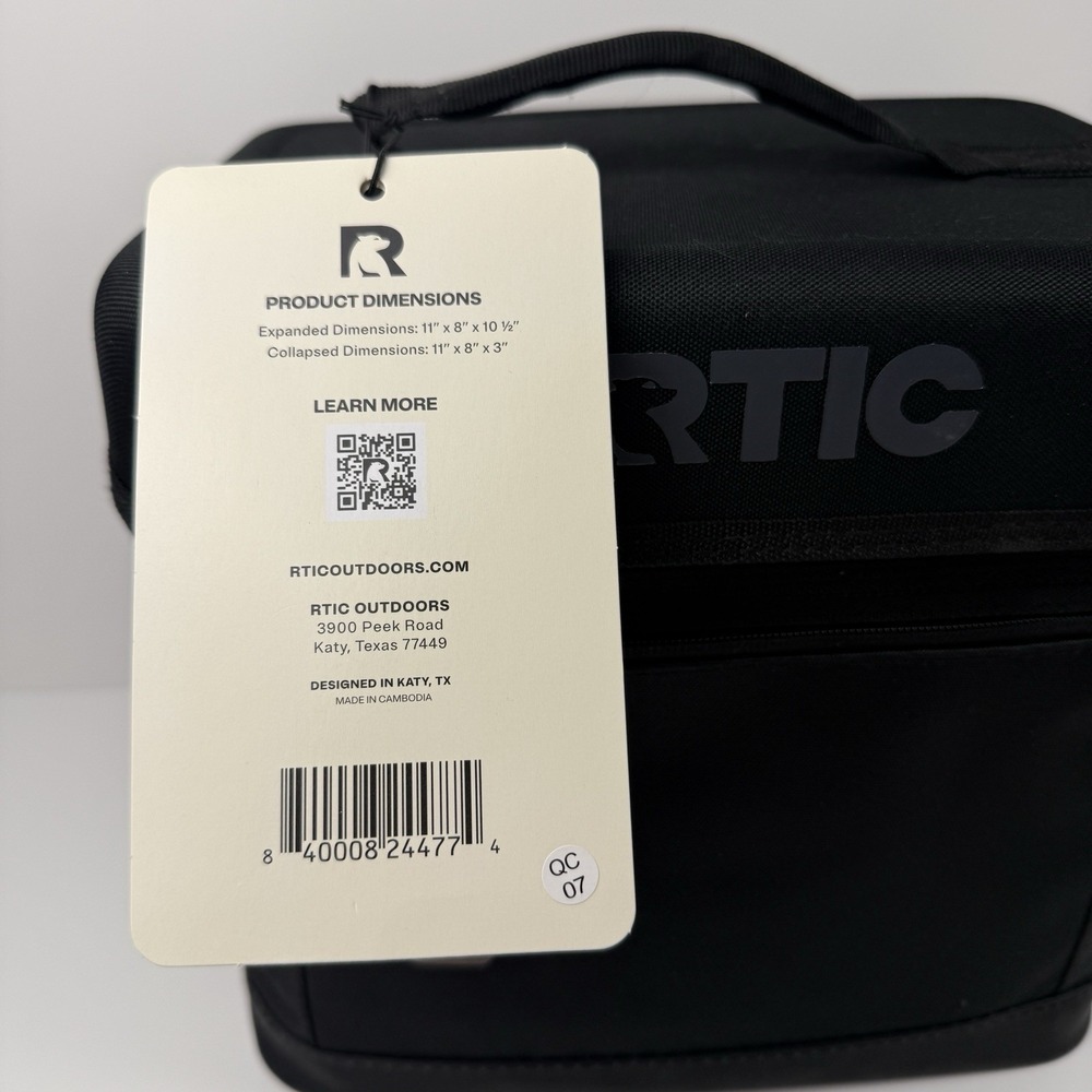RTIC 15 Can Everyday Soft Black Cooler, 16 QT Collapsible with Bottle Opener NEW - Picture 5 of 14